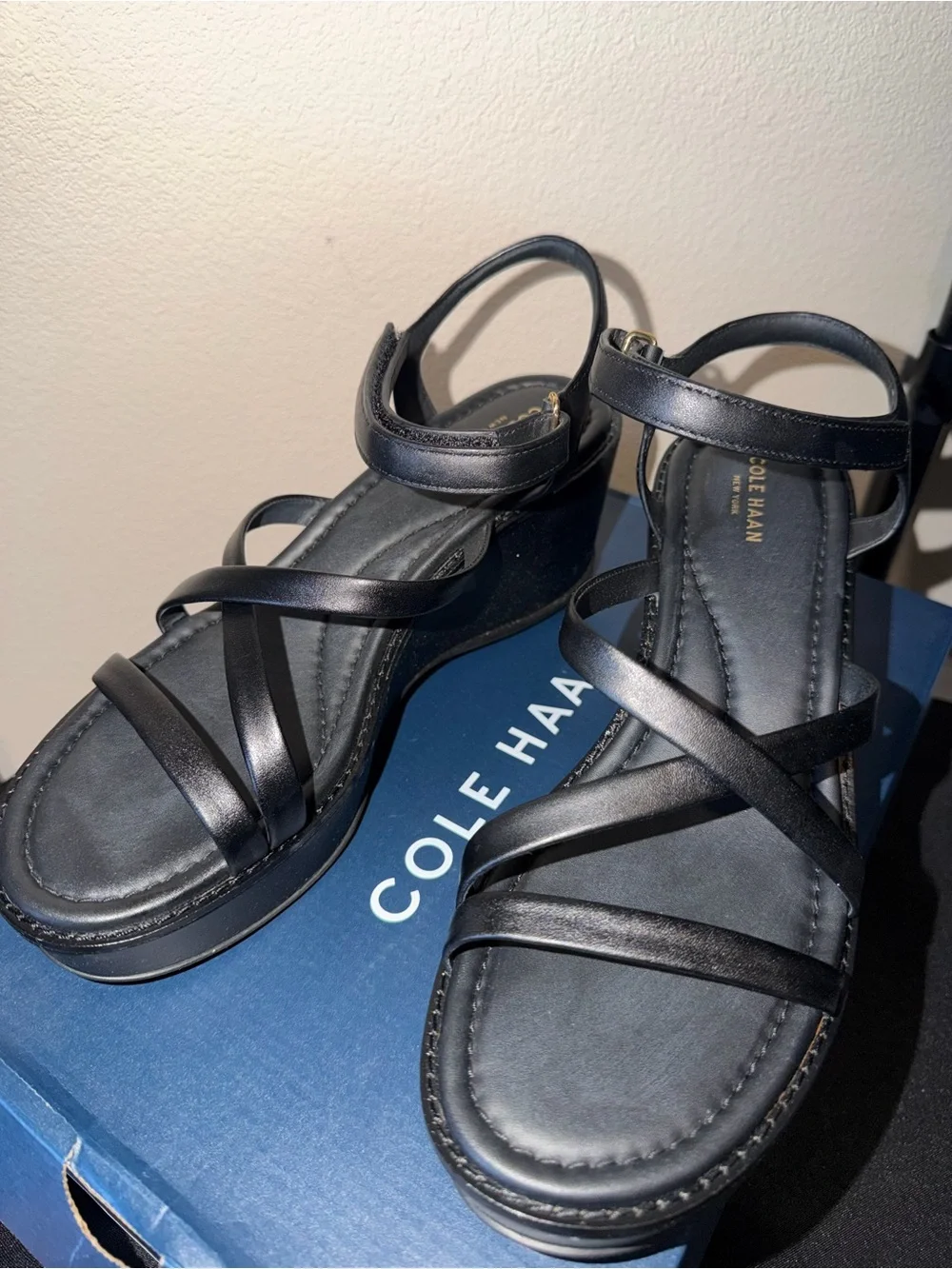 Cole Haan “Azzura” Leather Wedge Sandals